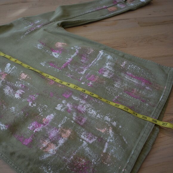 NWT Topshop Ethan Metallic Foil Paint Military Style Button Up Jacket - Picture 6 of 8